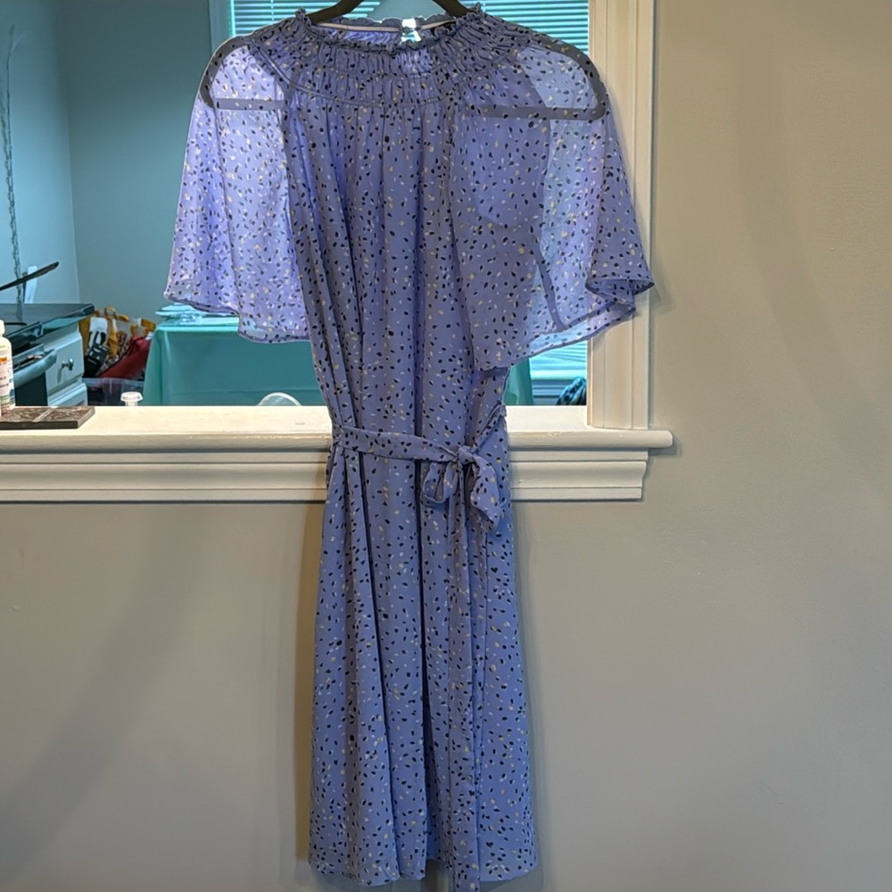 Beautiful new flutter sleeve dress in periwinkle blue.